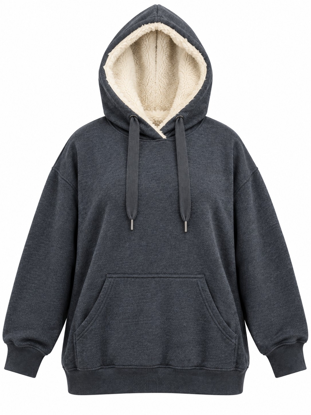AERIE | Charcoal Sherpa Lined Hooded Pullover Sweatshirt Oversized Hoodie | M